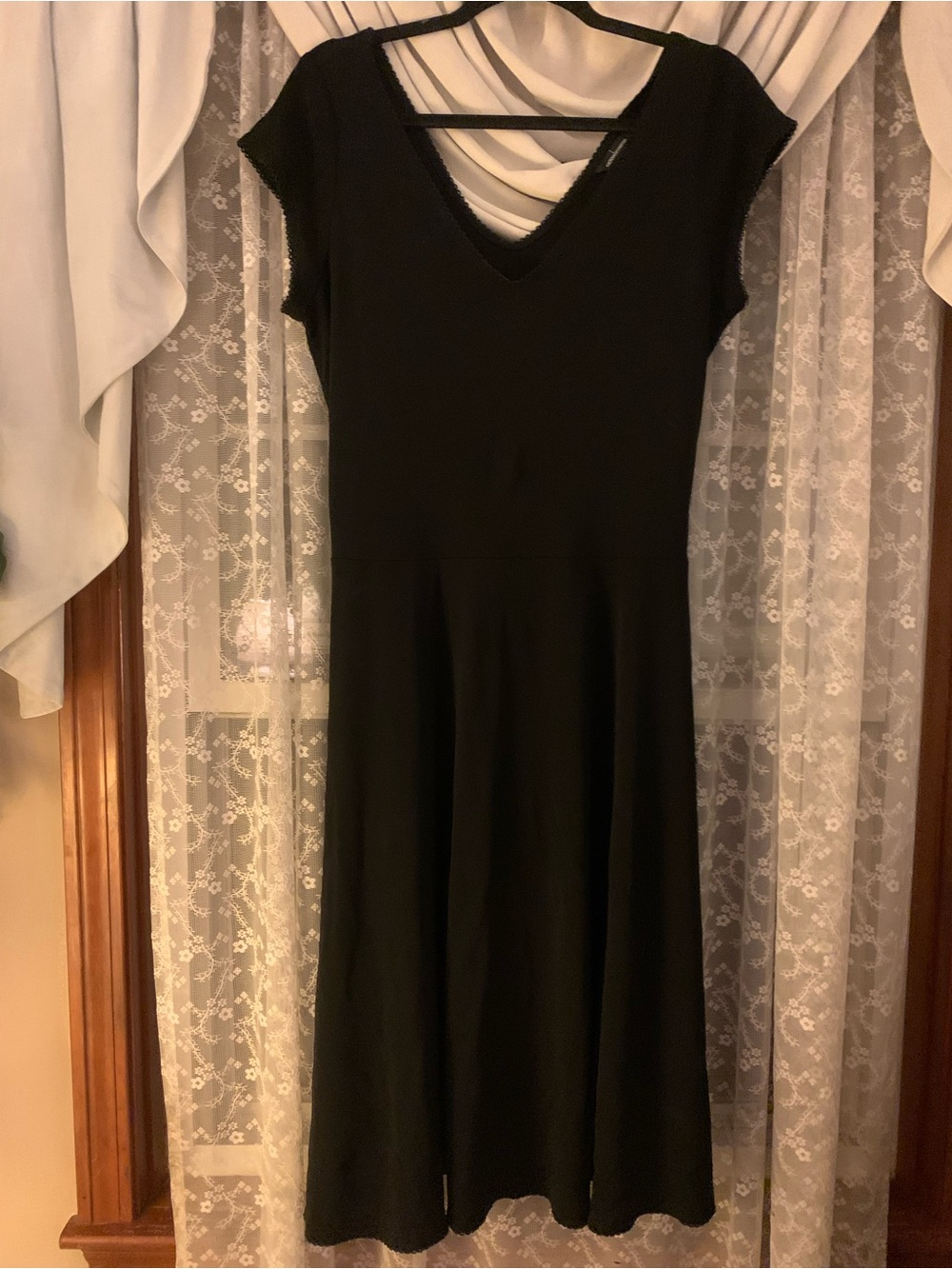 Moda International Black Midi Dress with Waist Tie